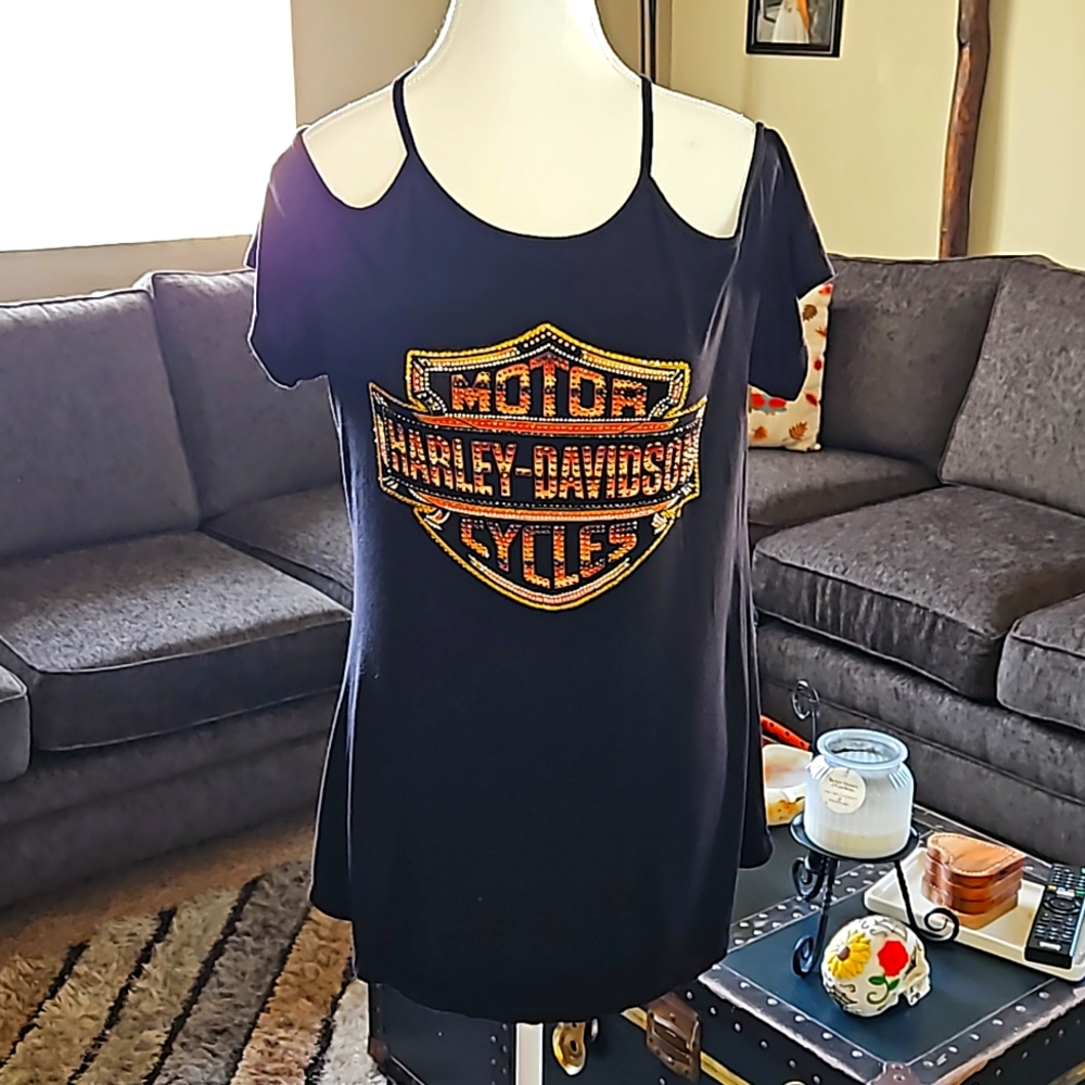 HARLEY DAVIDSON OFF THE SHOULDER/SPAGHETTI STRAP BLOUSE SIZE WL
